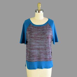 SI-IAE NWT STRIPED COLORBLOCK SHORT SLEEVE SWEATER